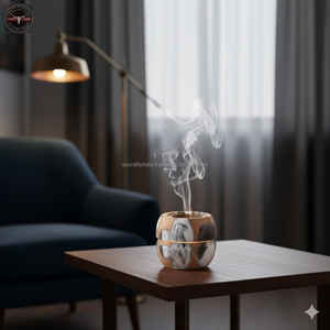 Quemador de Incienso Árabe Bakhour Bakhoor Dukhoon, Hecho a Mano con Madera y Resina Epoxi, con Aroma a Cilantro, Diseño Personalizado, Regalo Religioso - Product Image 1