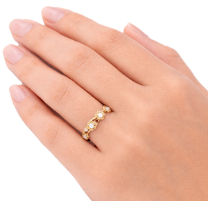 Anillo de Oro Amarillo Sólido de 14K y 18K con Diamante de Laboratorio Redondo, Diseño Floral Art Deco, Anillo de Compromiso Minimalista - Product Image 5