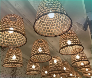 Lampe murale en bambou STAR LAMP, luminaire décoratif pour la maison, lampe murale en bambou tressé, corps de lampe en bambou, source lumineuse LED, lampe murale rustique en bambou - Product Image 6