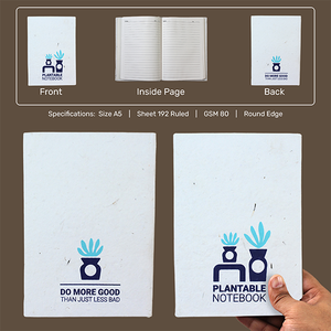 Agenda en papier semable A5 avec logo personnalisé |   Carnet de notes écologique en gros, reliure parfaite, recyclé |   192 pages lignées 80 g/m² - Product Image 6