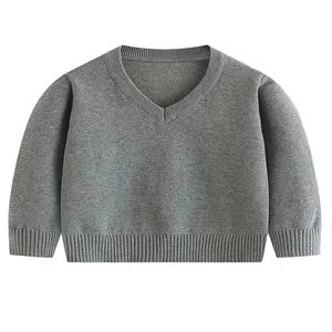 Pull décontracté à manches longues et col rond en laine/acrylique doublé de laine pour bébés garçons, couleur unie confortable, fabriqué au Bangladesh pour la saison hivernale - Product Image 1