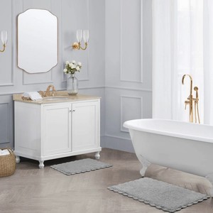 Ensemble de tapis de bain en chenille, 2 pièces, rectangulaires, gris uni, à poils touffus, antidérapants, style classique, pour usage domestique - Product Image 2