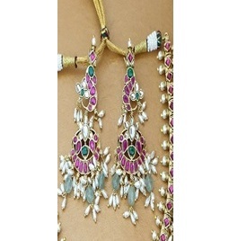 Collier et boucles d'oreilles classiques en laiton plaqué or de qualité supérieure, sertis de zircon Jadau, pour mariage, fête, cadeau, pour femmes - Product Image 2