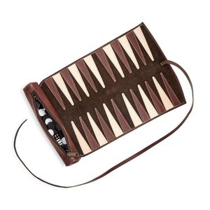 Jeu de backgammon de luxe en cuir véritable enroulable, ensemble portable de backgammon en daim pour voyage, vente en gros, OEM, backgammon personnalisé - Product Image 1