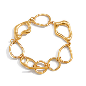 Pulsera de Cadena Gruesa de Acero Inoxidable Chapada en Oro de 18K al por Mayor con Cierre de Palanca y Empaque Personalizado - Product Image 6