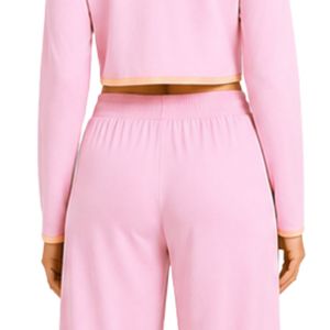 Conjunto de Pijama Corto de Manga Larga para Mujer, Color Rosa Claro y Melocotón, Bordado Floral, Tejido de Algodón Suave, Ropa de Dormir, OEM - Product Image 3