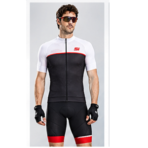Maillot de Ciclismo para Mujer, Transpirable, ACTIVE STRETCH, con Estampado Digital Personalizado por Sublimación, Manga Corta, Negro, Blanco, Malla - Product Image 1