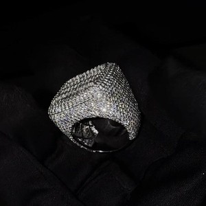 VVS Diam Unisex 925 Silver Moissanite Cluster Cocktail <b>Ring</b> Baguette Cut Prong Setting Rose Gold Plated Geometric Hip Hop Luxury - Product Image 2