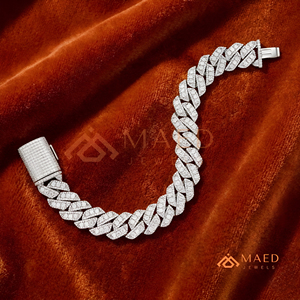Diamond Shape Cuban Link Moissanite Bracelet 925 Sterling Silver Fine Chain Link Bracelet Luxury Jewelry for <b>Men</b> - Product Image 1
