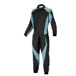 Combinaison de course pour homme noire et turquoise à manches longues, respirante, design color block, pour la moto et les courses automobiles, toutes saisons - Product Image 3