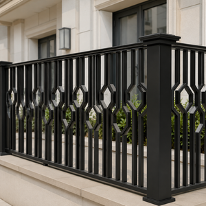 Barandilla de Balcón Moderna de Metal Negro, Diseño Geométrico Hexagonal, Barandilla Exterior para Villa, Terraza, Panel de Seguridad Premium - Product Image 6