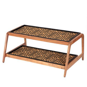 Support à chaussures en bois massif de qualité supérieure avec base en caoutchouc recyclé et tapis en fibre de coco amovible pour le rangement des chaussures, bon prix - Product Image 1