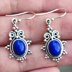 Pendientes de Lapislázuli en Plata de Ley 925, Hechos a Mano, Pendientes de Promesa para Mujer, Estilo Boho, Joyería con Piedra de Nacimiento de Septiembre - Product Image 4