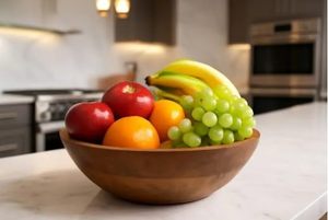 Bol à salade et à fruits en bois de manguier artisanal, grand bol à fruits en bois, bol décoratif pour la cuisine et la salle à manger, pour salades, pâtes, en-cas - Product Image 3
