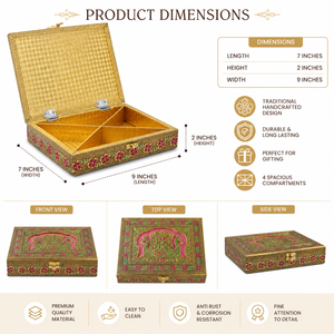 Caja de madera artesanal con forma de pavo real para frutos secos |   Caja Decorativa India para Almacenamiento y Regalos - Product Image 5