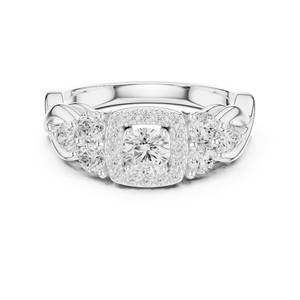 แหวนหมั้นเพชรทรงกลมทองคำโรสโกลด์ 14K สำหรับผู้หญิง |   เพชรที่เพิ่งเพาะเลี้ยง - Product Image 2