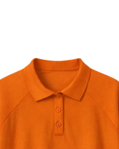 Camiseta Polo Corta Naranja Personalizada para Mujer, Manga Raglán, Top Informal de Algodón, Cierre de Botones, Corte Holgado, Moda Urbana de Verano - Product Image 4