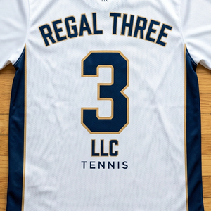 Camiseta de Tenis Regal Three LLC Unisex de Manga Corta, Sublimada, de Malla 100% Poliéster, Transpirable, con Cuello en V - Product Image 4