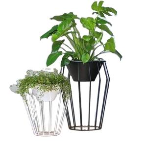 Jardinière d'intérieur avec pot blanc et support en acier noir haut pour la décoration moderne de la maison et les espaces d'accueil - Product Image 1