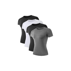 Camiseta Deportiva de Mujer, Negra, Cuello Redondo, Manga Corta, Corte Raglán, Tejido de Punto, Secado Rápido, Transpirable, Largo Regular - Product Image 3