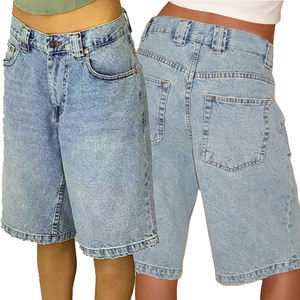 Overol de Mezclilla de Algodón 100% Ecológico, Transpirable, de Corte Regular, Pierna Ancha, Estilo Hip Hop Vintage, de Longitud Media, para Mujer - Product Image 5