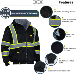 Custom Hi <b>Vis</b> Winter Class 3 <b>High</b> Visibility <b>Jacket</b> <b>Orange</b> Lined Fleece Work Reflective Safety Sweatshirts Safety Wear - Product Image 3