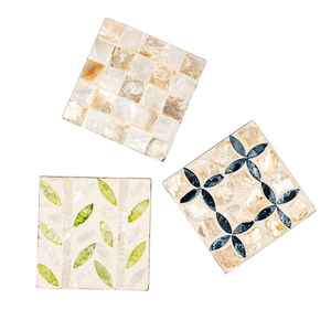 แผ่นรองแก้วมุกทำมือทรงสี่เหลี่ยม สำหรับแก้วชาและกาแฟ ของตกแต่งบ้านแบบธรรมชาติ ของขวัญสำหรับบ้าน - Product Image 6