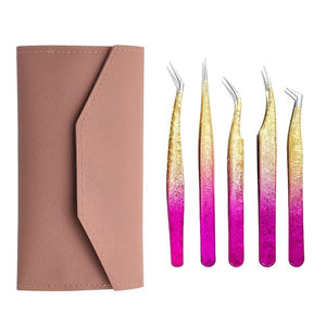 Pinces à cils professionnelles premium avec revêtement, outils à fibres antidérapants pour extensions de cils, pinces personnalisées en gros pour salon - Product Image 1