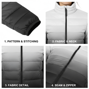 เสื้อแจ็คเก็ตพัฟเฟอร์สำหรับผู้หญิง ฤดูหนาว เสื้อโค้ทบับเบิ้ลน้ำหนักเบา เสื้อแจ็คเก็ตขนเป็ดแบบกำหนดเอง OEM ขายส่งแบบไม่มีลาย - Product Image 6