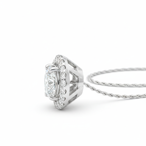Collar con Halo de Diamantes Cultivados en Laboratorio, Oro Blanco de 18K, Engaste de Ilusión Flotante, Colgante Nupcial - Product Image 4