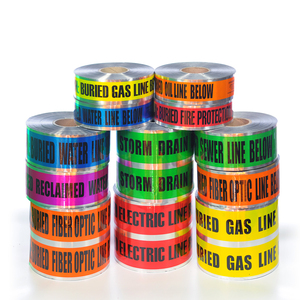 Detecteerbare aluminium ondergrondse waarschuwingstape, blauwe detecteerbare <span class=keywords><strong>tape</strong></span> voor kabel- en rioolmarkering onder de grond - Product Image 3