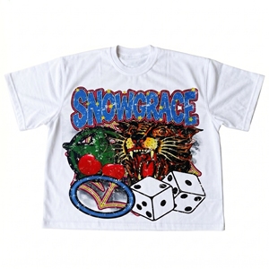 Snowgrace Custom Printed Men's Oversized T-<b>Shirt</b> Short Sleeve O-Neck High Street Style 100% Cotton Jersey Fabric Custom Logo - Product Image 1