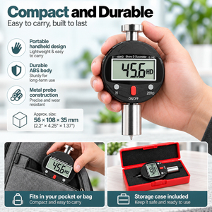เครื่องทดสอบความแข็งแบบดิจิตอล 0-100HD Shore D Durometer หน้าจอ LCD หัววัดทำจากสแตนเลส - มีบริการ OEM - Product Image 6