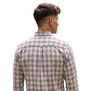 Chemise en flanelle à carreaux beige marron pour homme, manches longues, boutonnée, chemise décontractée à carreaux, tissu brossé doux, streetwear tendance - Product Image 4