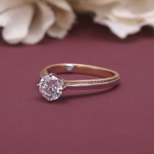 Anillo de Compromiso Solitario con Diamante Cultivado en Laboratorio Certificado por IGI, Oro Rosa/Amarillo y Blanco de 9K, Corte Redondo, Anillo de Promesa - Product Image 6
