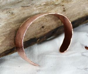 Polished Solid Copper Lead and Nickel Free Modern Antique Unisex Hand Forged Bengles Cuff Bracelet - Product Image 6