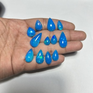 High Quality Ethiopian Opal Pryba Color Pear Cabochon Natural Blue Opal Genuine Multi Fire Opal Jewelry Making Calibrated Sizes - Product Image 6