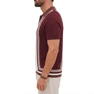 เสื้อเชิ้ตผู้ชายสีแดงเลือดหมู วินเทจ ผ้าไหมวิสโคสถักเนื้อแน่น กันยับ แขนสั้น กระดุมแบบเรโทร สไตล์ลำลอง แฟชั่นสตรีทแวร์ฤดูร้อน - Product Image 2