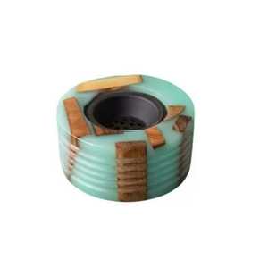 Brûleur d'encens en résine et bois, époxy vert, rond, pour charbon et Bakhoor, diffuseur d'arômes de table, support artisanal pour parfums - Product Image 1