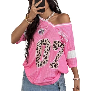 Camisetas Oversize con Estampado de Leopardo y Número Y2K para Mujer, Estilo Jersey de Fútbol, Ropa Urbana - Product Image 1