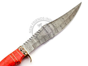 New Edition Customizable Damascus Steel Bowie Hunting <b>Knife</b> w/Red Stone Brass Handle Fixed Blade Camping <b>Knife</b> Survival <b>Knife</b> - Product Image 3