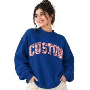 Proveedor Mayorista de Ropa Casual de Algodón y Felpa para Mujer, Sudadera Holgada con Cuello Alto, Estilo Informal - Product Image 1
