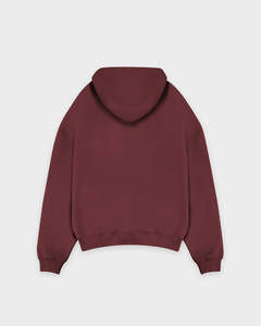 High Quality Burgundy Oversized Men Hoodies Heavyweight Cotton Fleece Pullover Streetwear Sweatshirt OEM ODM Private Label - Product Image 5