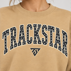 Sudadera de cuello redondo con letras de polka dots color camel para mujer, manga larga, logotipo personalizado - Product Image 5