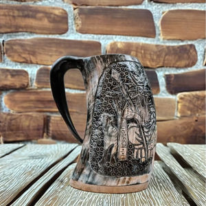Offres Spéciales personnalisé Viking buveur corne gobelet taille personnalisée tasses en céramique avec conception de poignée pour vin et bière tasses - Product Image 1