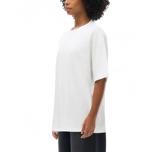 New 200grams Heavy Pure Cotton Acid Wash Silk Screen Printed Nonwoven Short-sleeved T-shirt Loose Neck Solid Color Front - Product Image 3