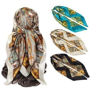 Lot de foulards en soie élégants pour femmes, foulard carré en satin pour le cou et la tête, 35 pouces, confortable pour l'été et la plage - Product Image 3