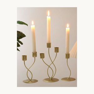 Modern Metal Candelabra With Three <b>Glass</b> Candle Holder Stylish New Design Decorative Table Centerpiece Candle Holder - Product Image 6