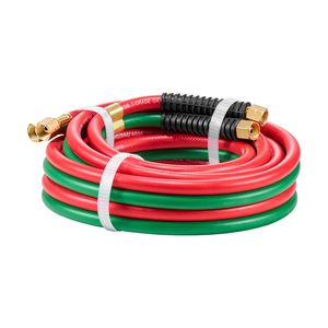 Tubo per ossigeno e acetilene da 1/4 di pollice x 15 piedi con raccordo 9/16'' 18 B, torcia per saldatura e taglio di grado T, doppio tubo 300 PSI per saldatura e brasatura - Product Image 4