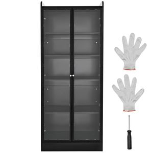 Vetrina Illuminata Alta 67 Pollici con 2 Ripiani Regolabili e 5 Livelli di Stoccaggio per Oggetti da Collezione - Product Image 1